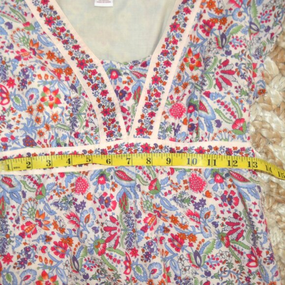 SUNDANCE Empire Waist Jane Austen Regency Style Cotton Print Midi Dress SZ 8 - Picture 7 of 9